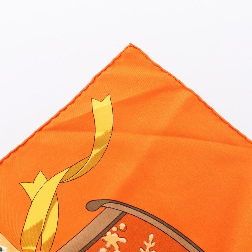 HERMES Orange Silk Scarf - Picture 8 of 9